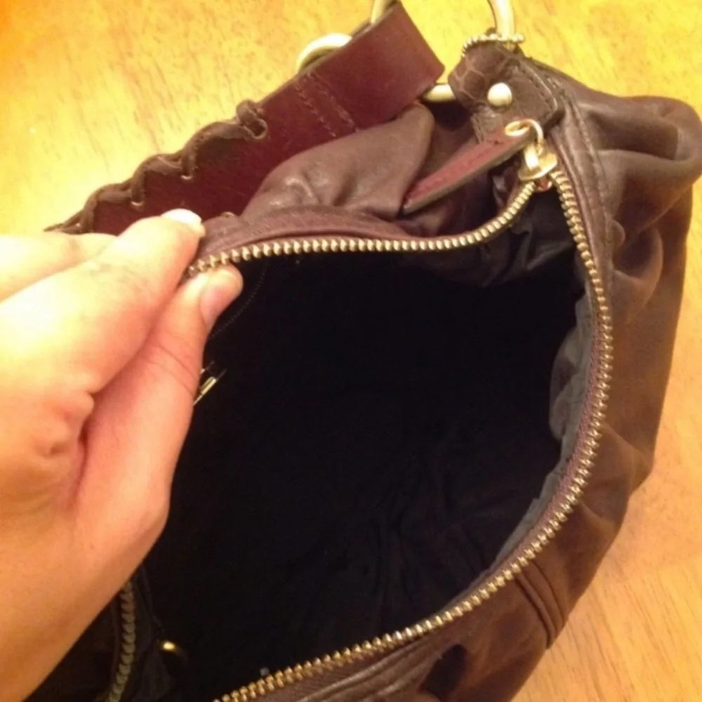 Damaged - DKNY Brown Leather Hobo Bag